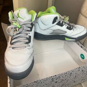 green reflective, jordan 5’s, used